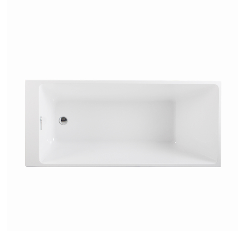 Hesione White Pure Acrylic Vertical Rectangle Center Drain Freestanding Bathtub