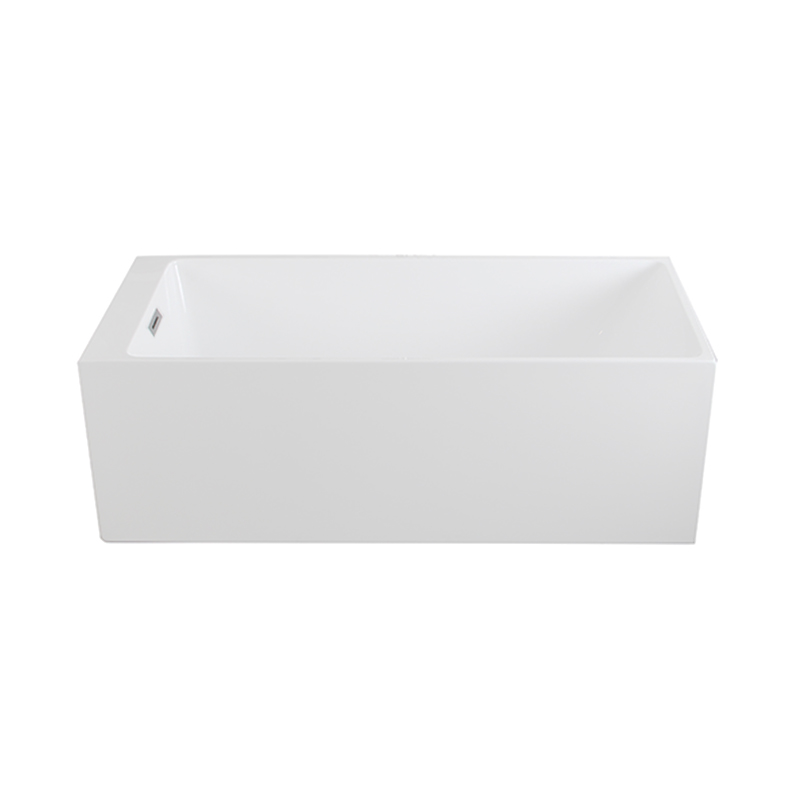 Hesione White Pure Acrylic Vertical Rectangle Center Drain Freestanding Bathtub